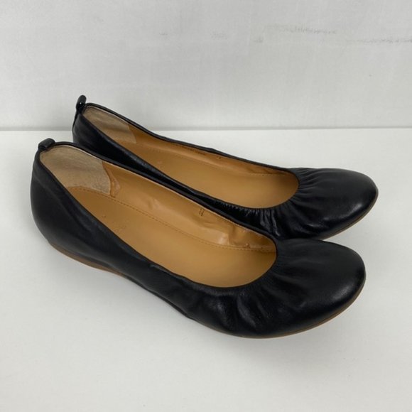 J.Crew 7 Ballet Flats Black Leather - Picture 1 of 16